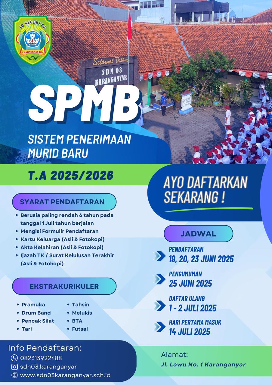 SPMB SDN 03 Karanganyar Tahun Ajaran 2025/2026