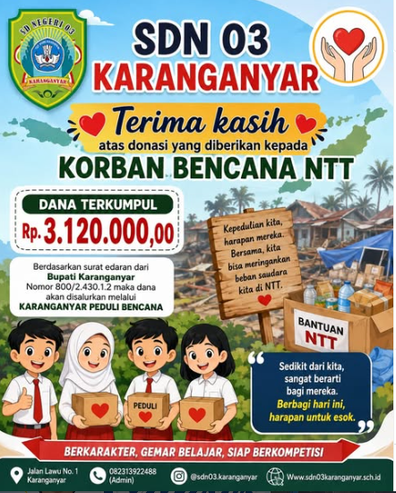 Aksi Solidaritas NTT: SDN 03 Karanganyar Salurkan Donasi Melalui Karanganyar Peduli Bencana